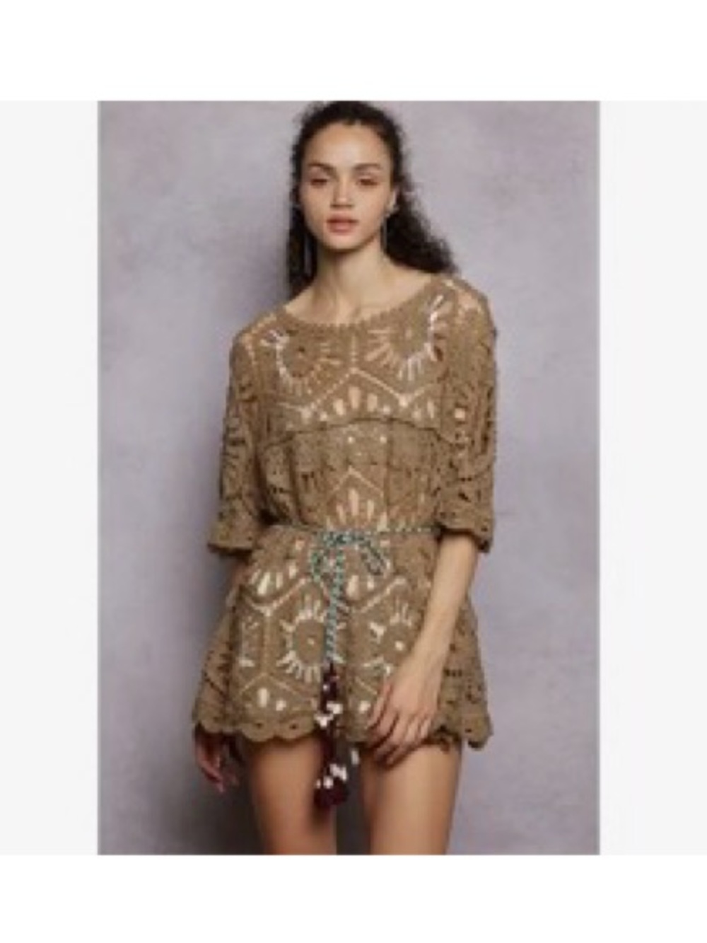 POL Crochet Tunic in Olive